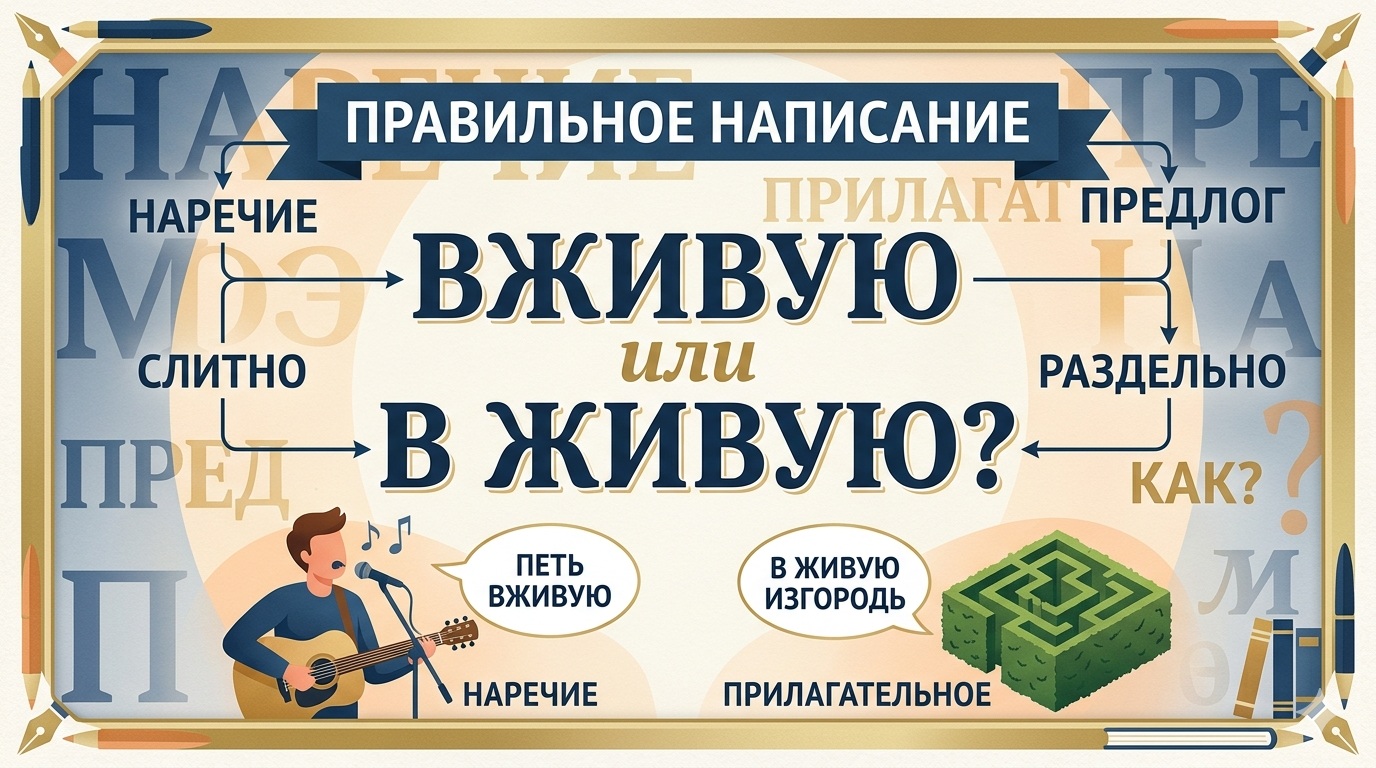 Вживую или в живую: как правильно пишется слово на русском
