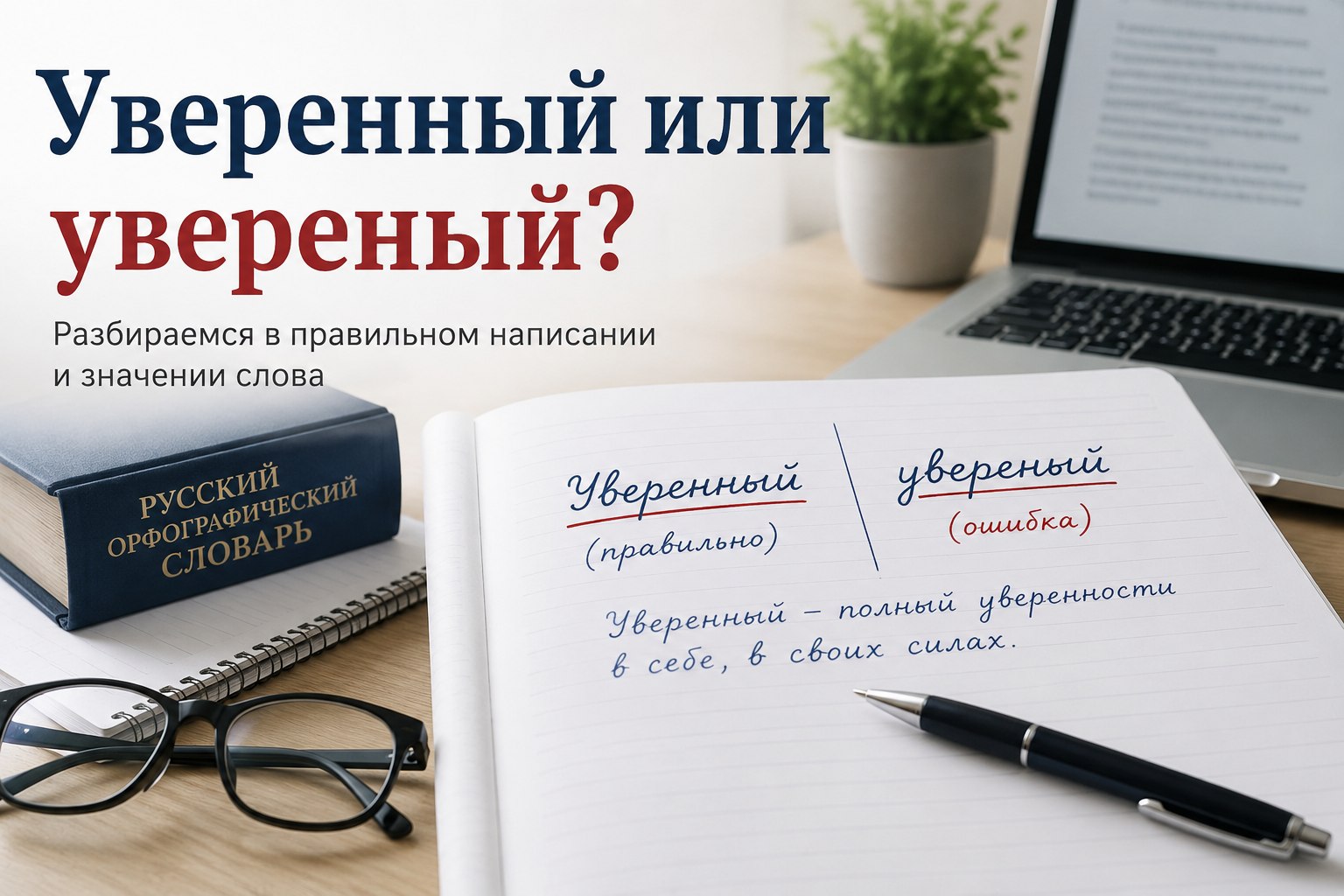 Уверенный или увереный: как правильно пишется слово на русском