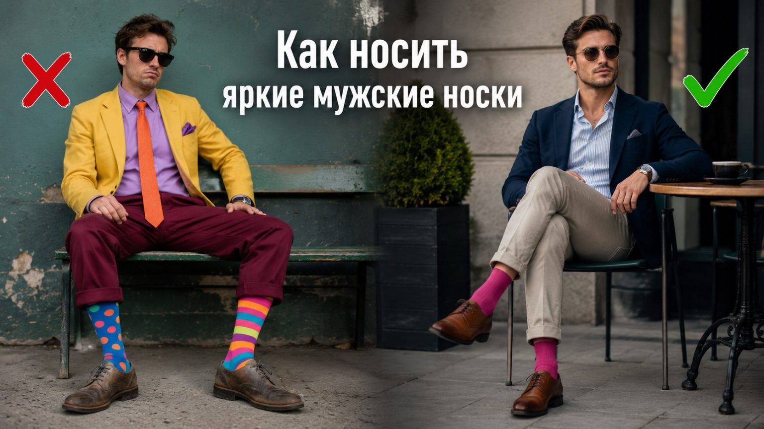 Как носить цветные мужские носки в 2026: правила стиля и удачные сочетания