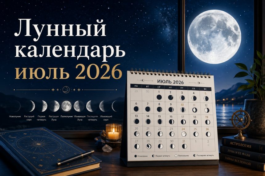 Лунный календарь июль 2026: благоприятные и неблагоприятные дни, фазы Луны