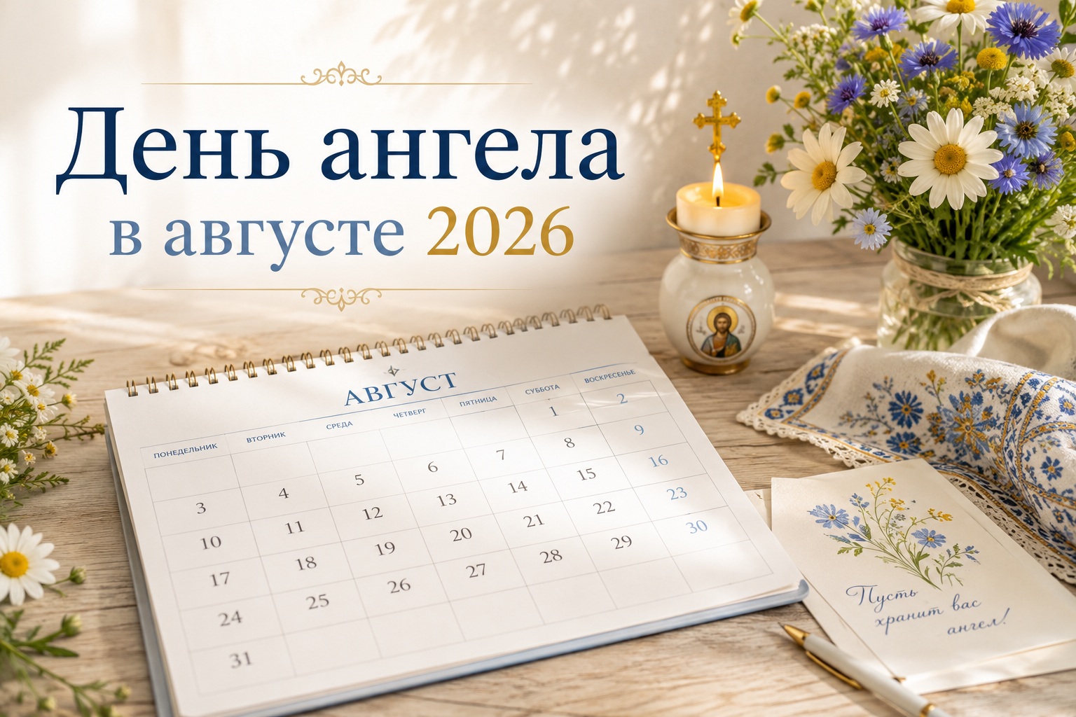 Именины август 2026 в Украине: церковный календарь по новому и старому стилю
