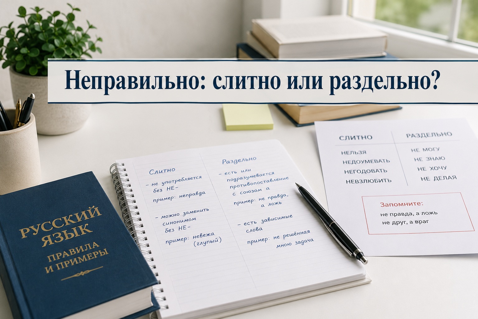 Неправильно или не правильно: как пишется слово на русском