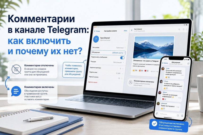 Как включить комментарии в канале Телеграм 2026: пошаговая инструкция для телефона и ноутбука