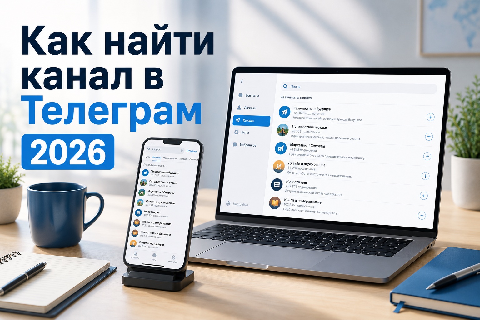 Как найти канал в Телеграм 2026: пошаговая инструкция для телефона и ноутбука