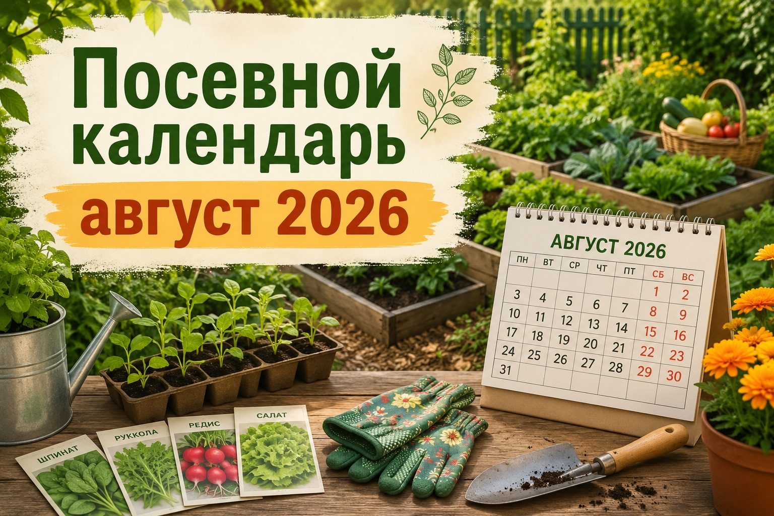 Посевной календарь на август 2026: благоприятные и неблагоприятные дни, что сажать