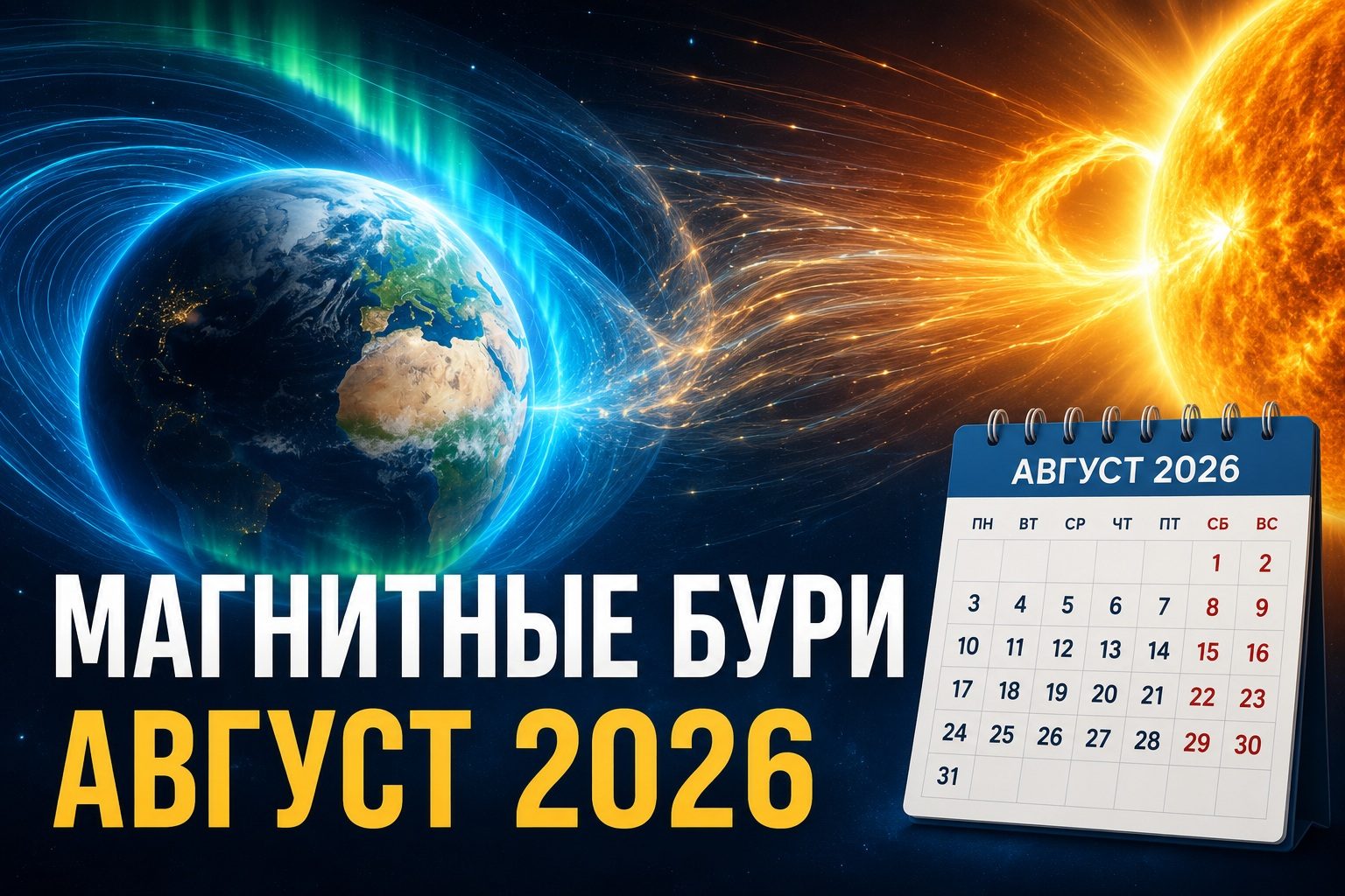 Магнитные бури август 2026: прогноз для Украины и важные даты солнечной активности