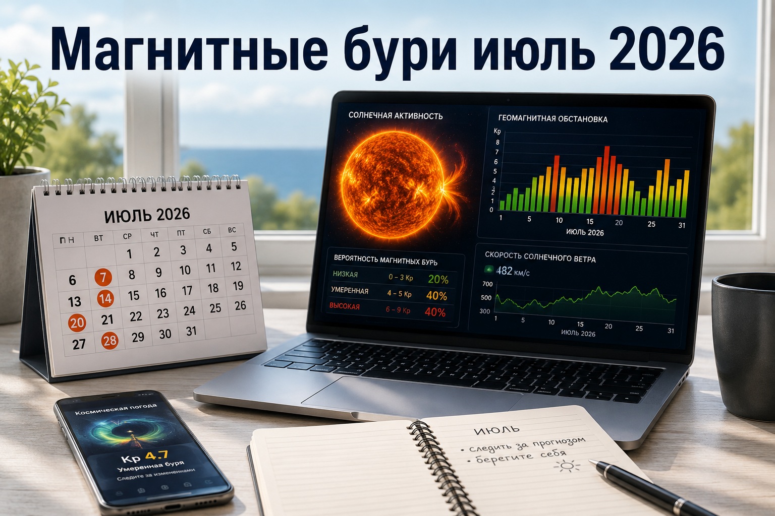 Магнитные бури июль 2026: прогноз для Украины и важные даты солнечной активности
