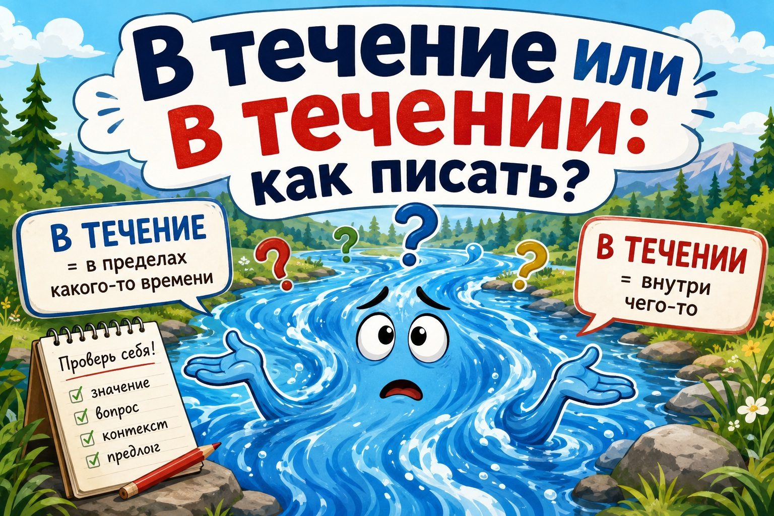 «В течение» или «в течении»: как правильно пишется и какое окончание выбрать
