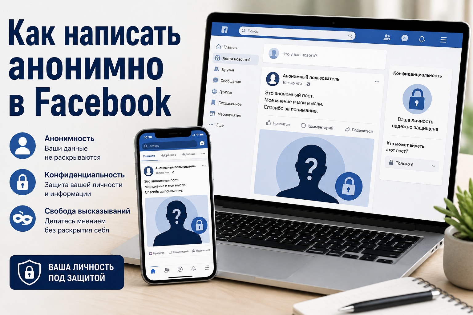 Как написать анонимно на Facebook 2026: пошаговая инструкция для телефона и ноутбука