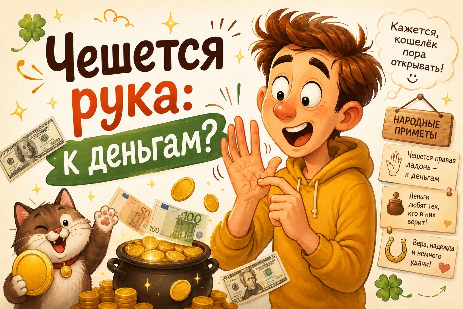 К чему чешется левая и правая ладонь: приметы на деньги по дням недели