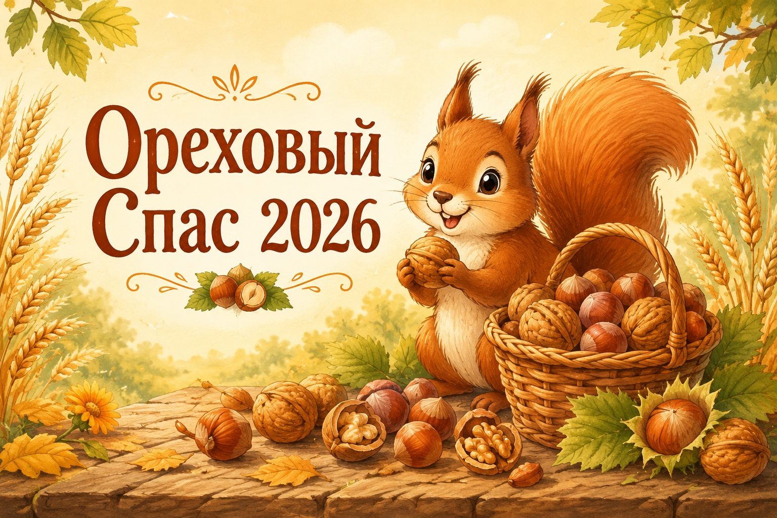 Ореховый Спас 2026: милые картинки, открытки и пожелания на русском