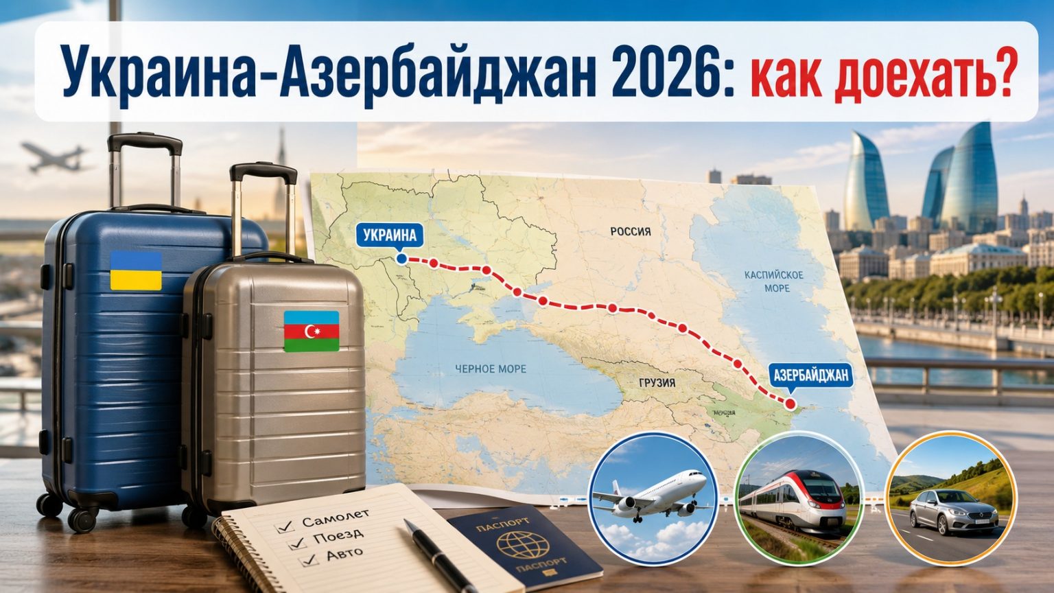 Как добраться из Украины в Азербайджан 2026: быстрые способы, цена, длительность поездки