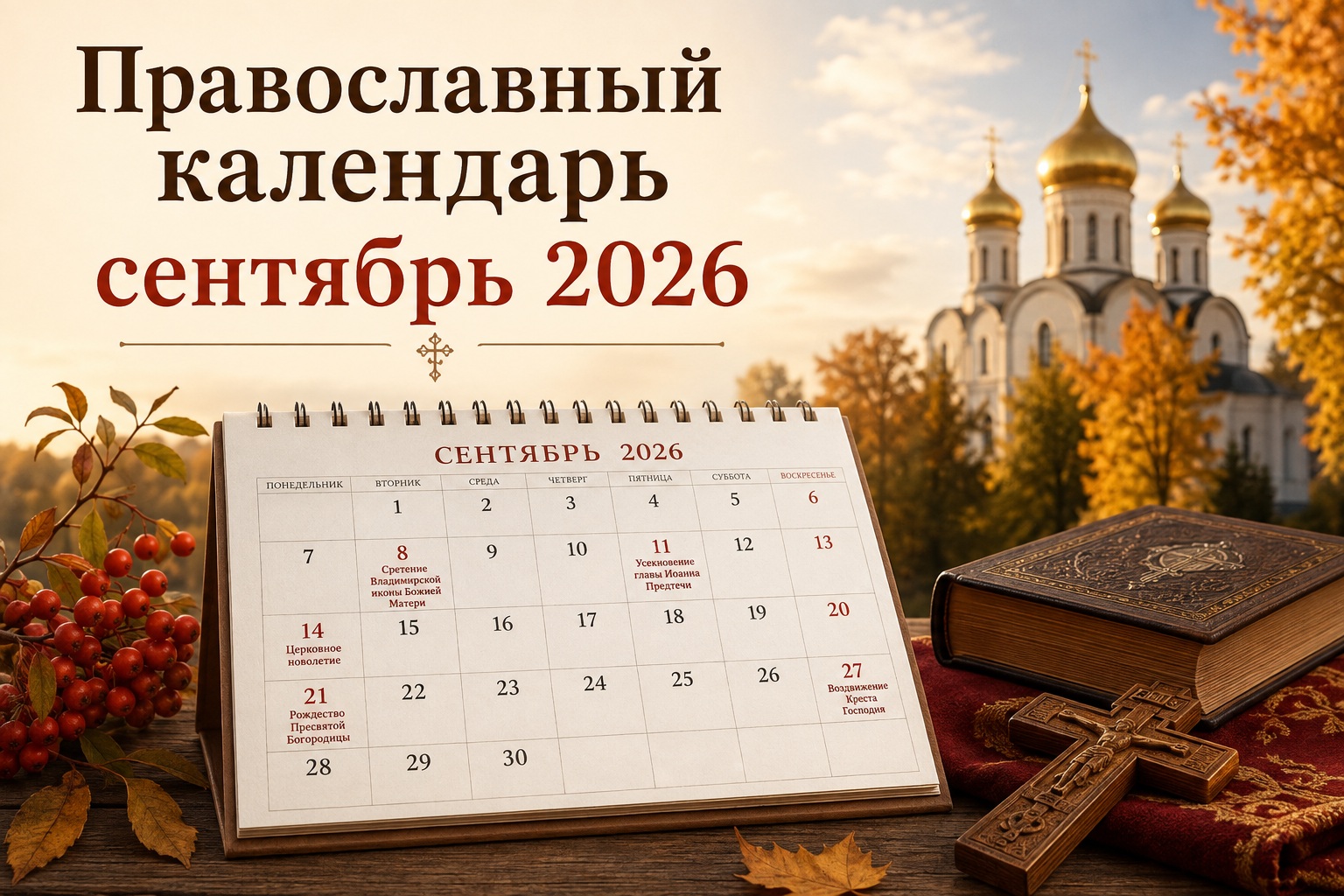 Православный календарь и церковные праздники сентябрь 2026 в Украине: новый и старый стиль
