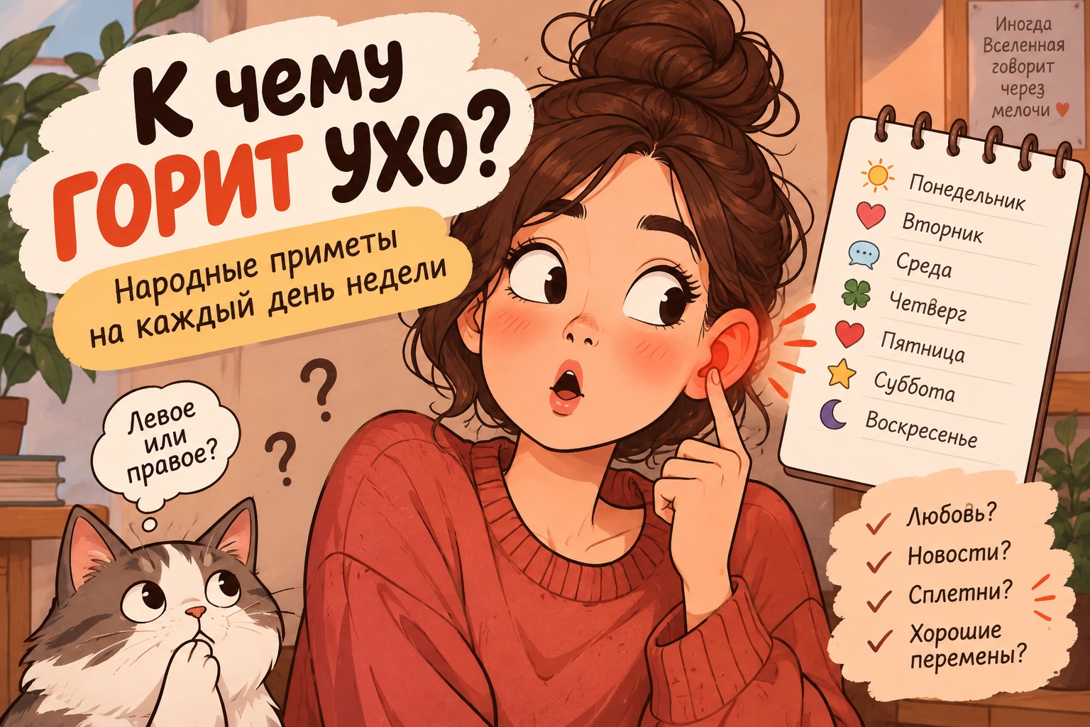 Почему горит левое или правое ухо: приметы по дням недели