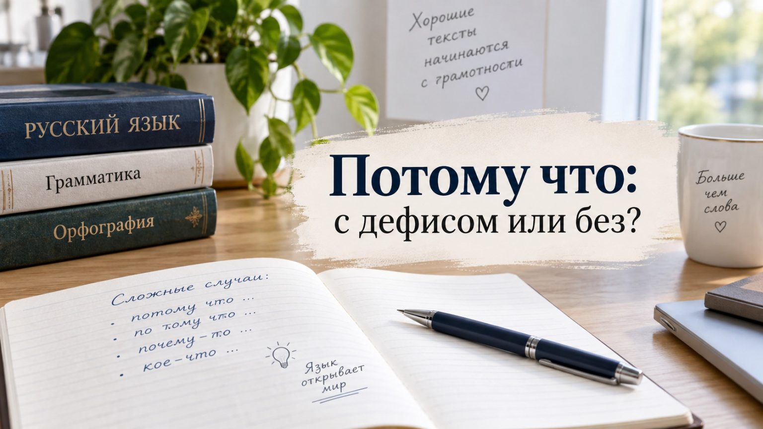 Потому что или потому-что: как правильно пишется на русском — с дефисом или без