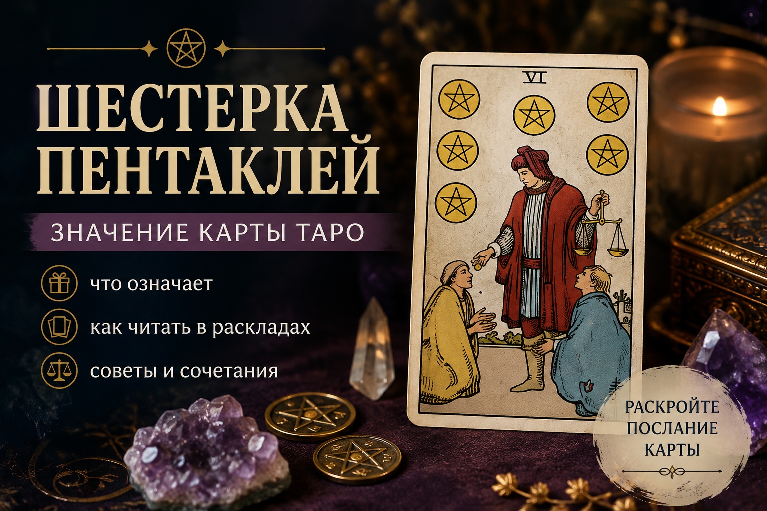 Карта Таро Шестерка Пентаклей: что означает и как читать в раскладах