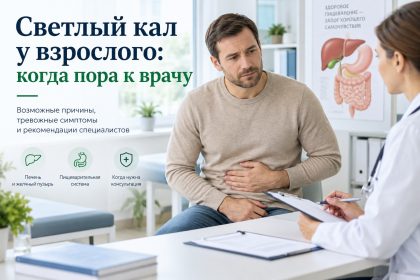 Белый или светлый кал у взрослого: причины изменения цвета стула и когда нужно обратиться к врачу