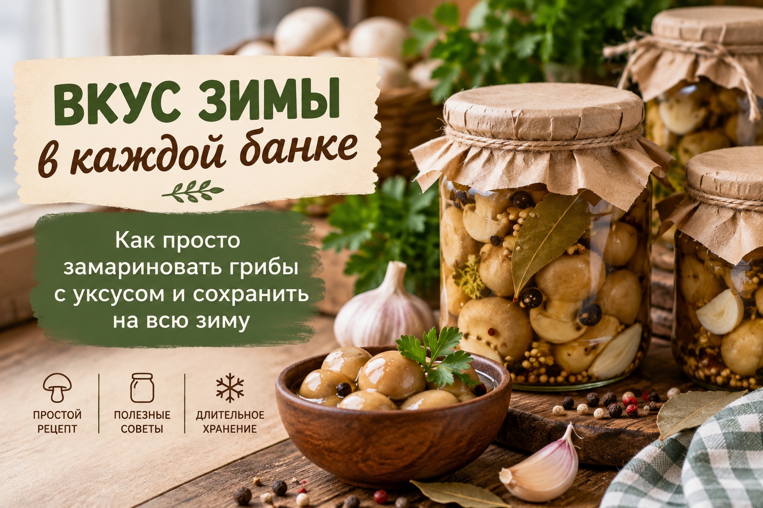 Как мариновать грибы на зиму: простой рецепт с уксусом