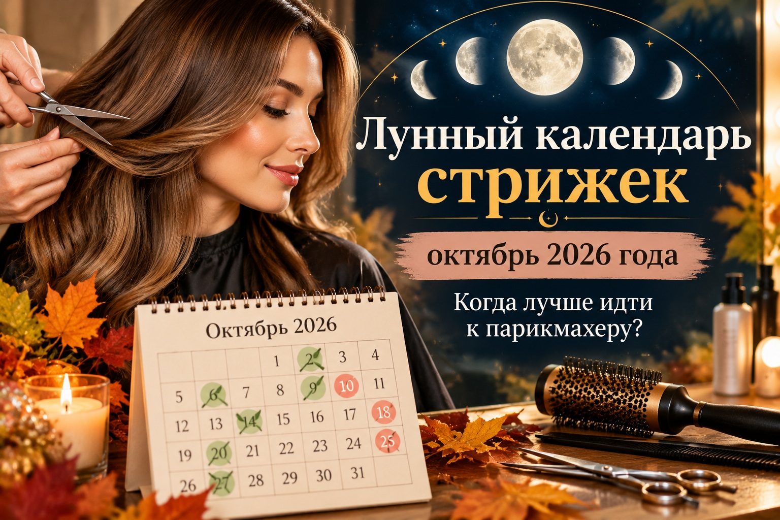 Лунный календарь стрижек октябрь 2026 года: когда лучше идти к парикмахеру, а какие дни неблагоприятные для смены имиджа