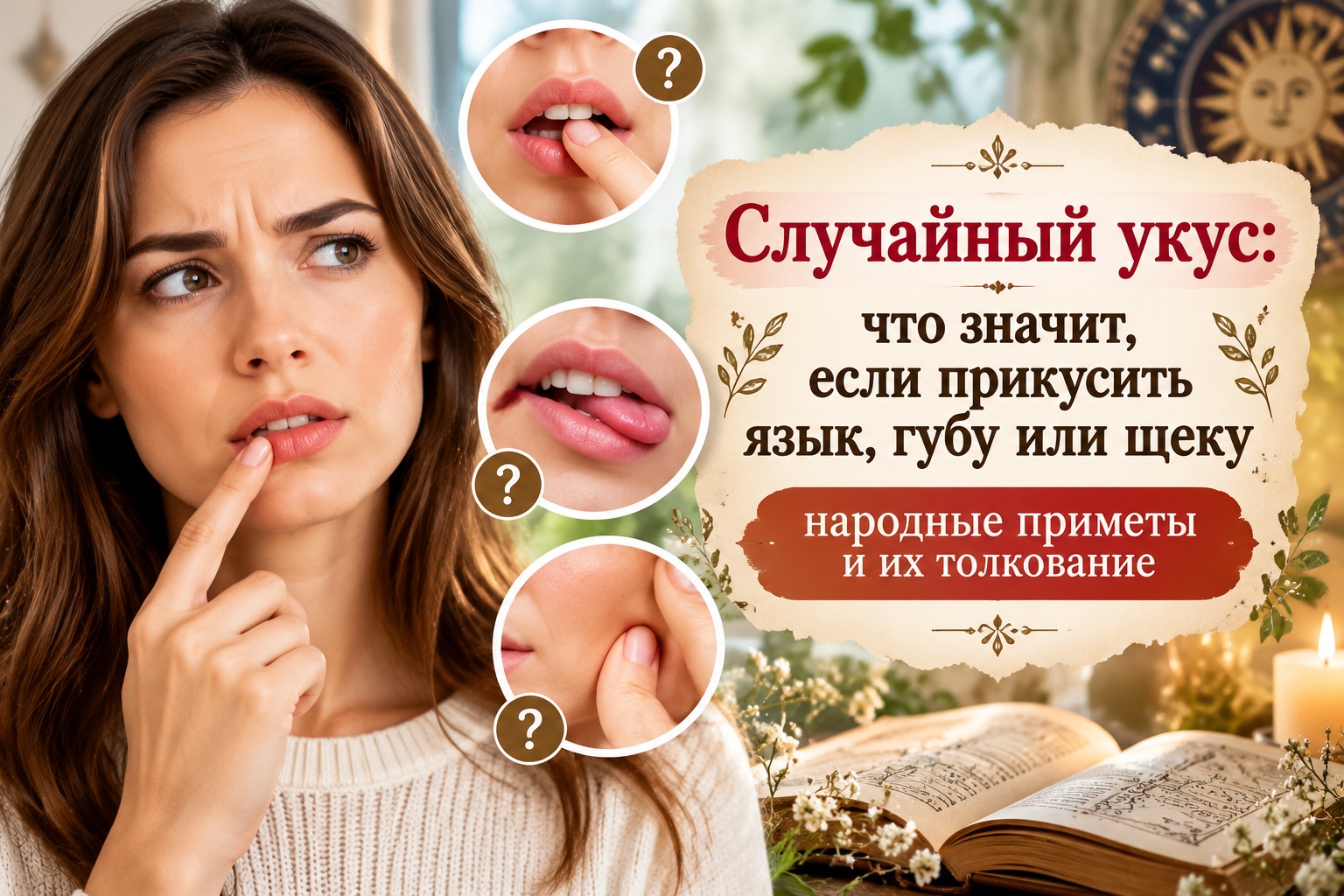 К чему прикусить язык, губу или щеку: народные приметы, значение и что это может означать