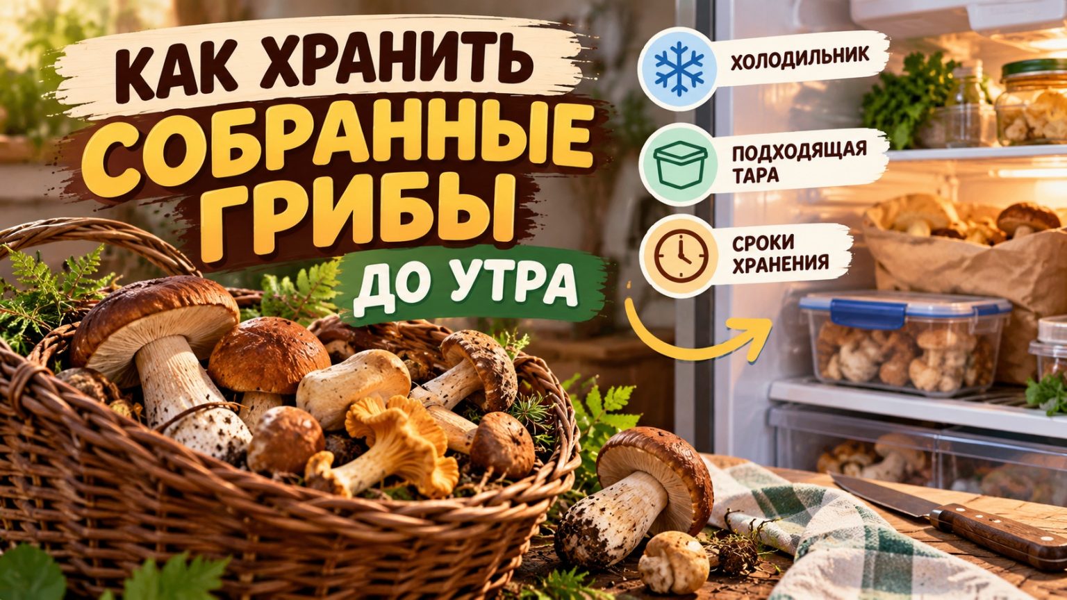 Как хранить собранные грибы до утра: холодильник, тара и сроки без риска порчи