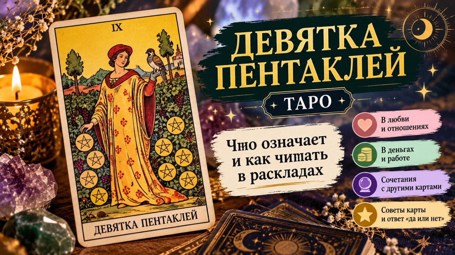 Карта Таро Девятка Пентаклей: что означает и как читать в раскладах