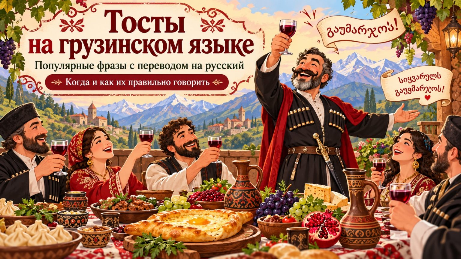 Тосты на грузинском языке: популярные фразы с переводом на русский и когда их правильно говорить