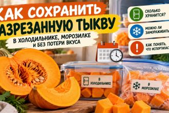 Как хранить разрезанную тыкву: сколько дней она лежит в холодильнике, можно ли замораживать и как определить порчу