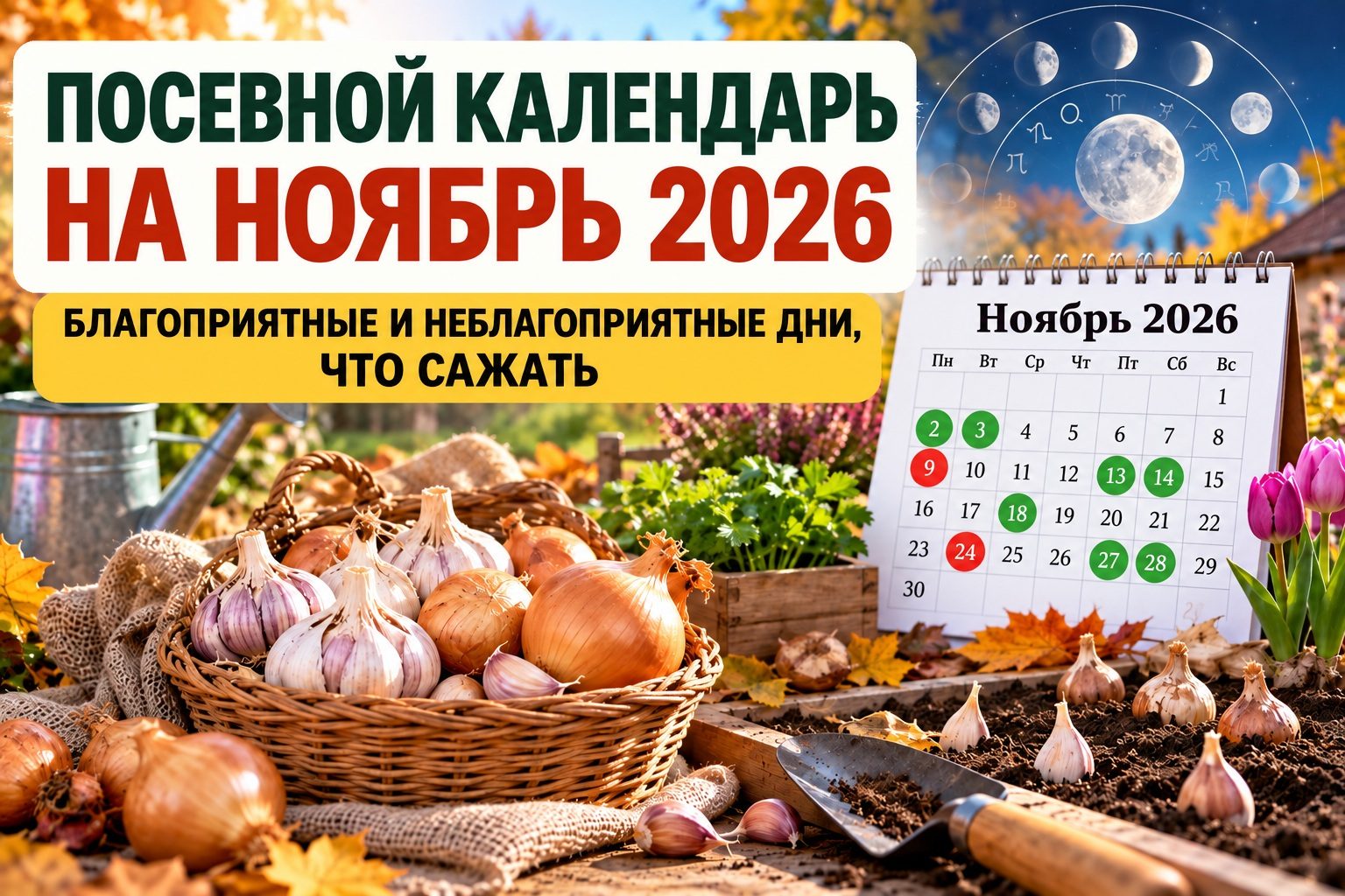 Посевной календарь на ноябрь 2026: благоприятные и неблагоприятные дни, что сажать
