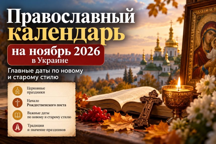 Православный календарь на ноябрь 2026 в Украине: главные даты по новому и старому стилю