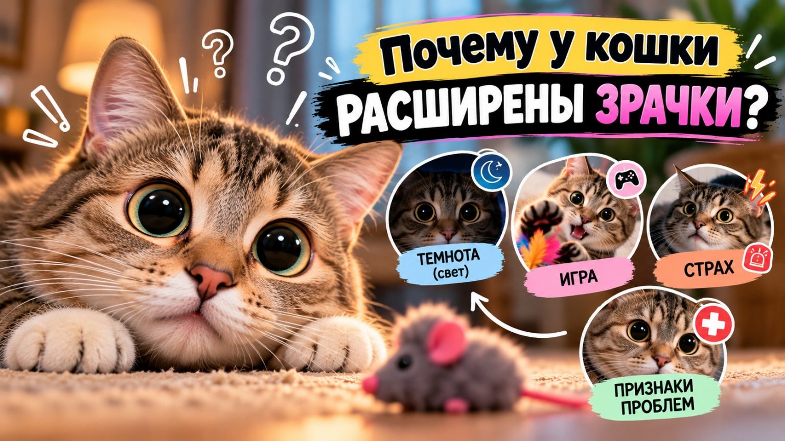 Почему у кошки расширены зрачки: свет, игра, страх и признаки проблем со здоровьем