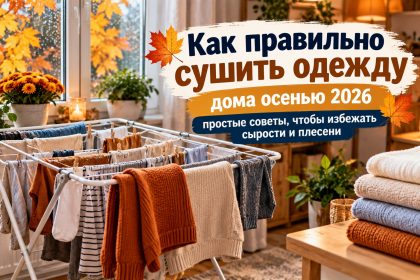 Как правильно сушить одежду дома осенью 2026: как избежать сырости, запаха и плесени