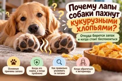 Почему лапы собаки пахнут кукурузными хлопьями: откуда берется необычный запах и когда стоит беспокоиться
