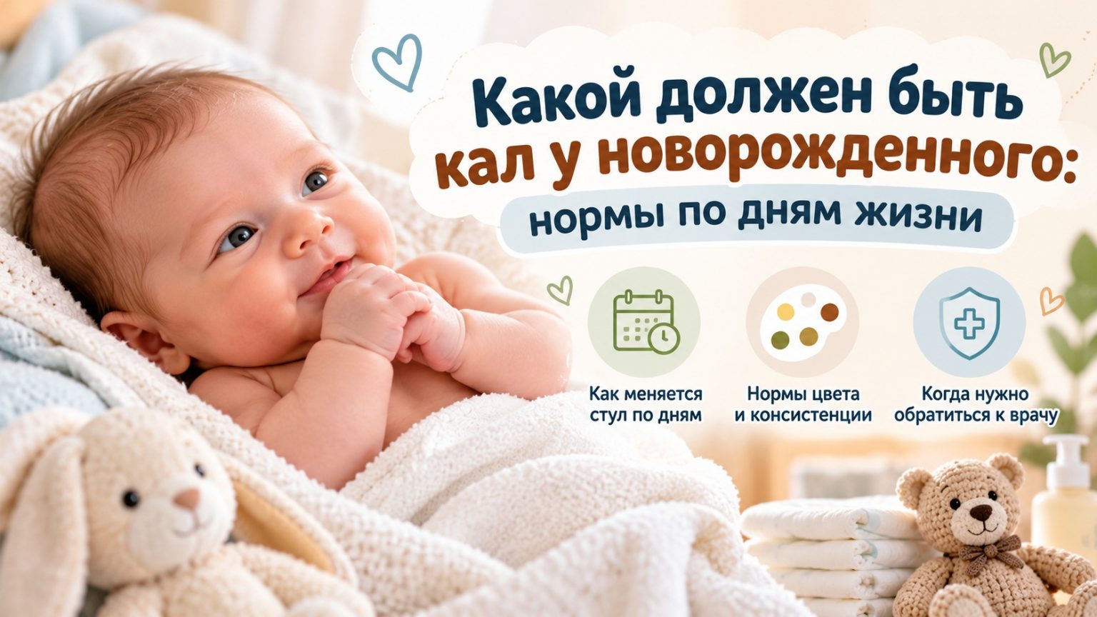 Какой должен быть кал у новорожденного: нормы по дням жизни, цвет и частота стула