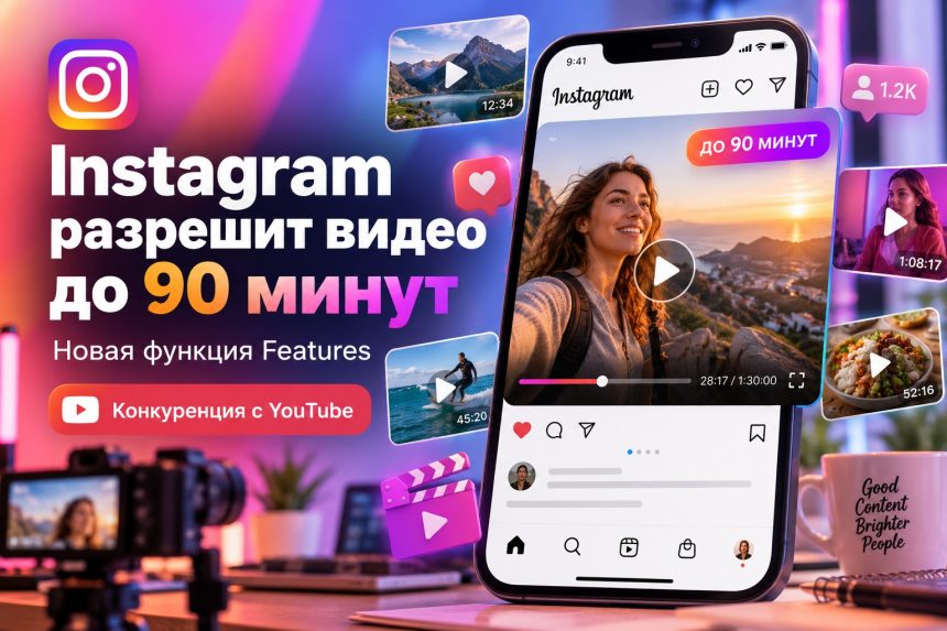 Instagram разрешит публиковать видео до 90 минут: новая функция Features бросает вызов YouTube