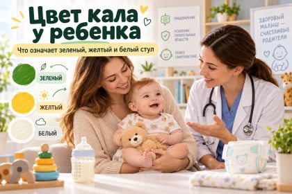 Цвет кала у ребенка: что означает зеленый, желтый и белый стул и когда нужен врач