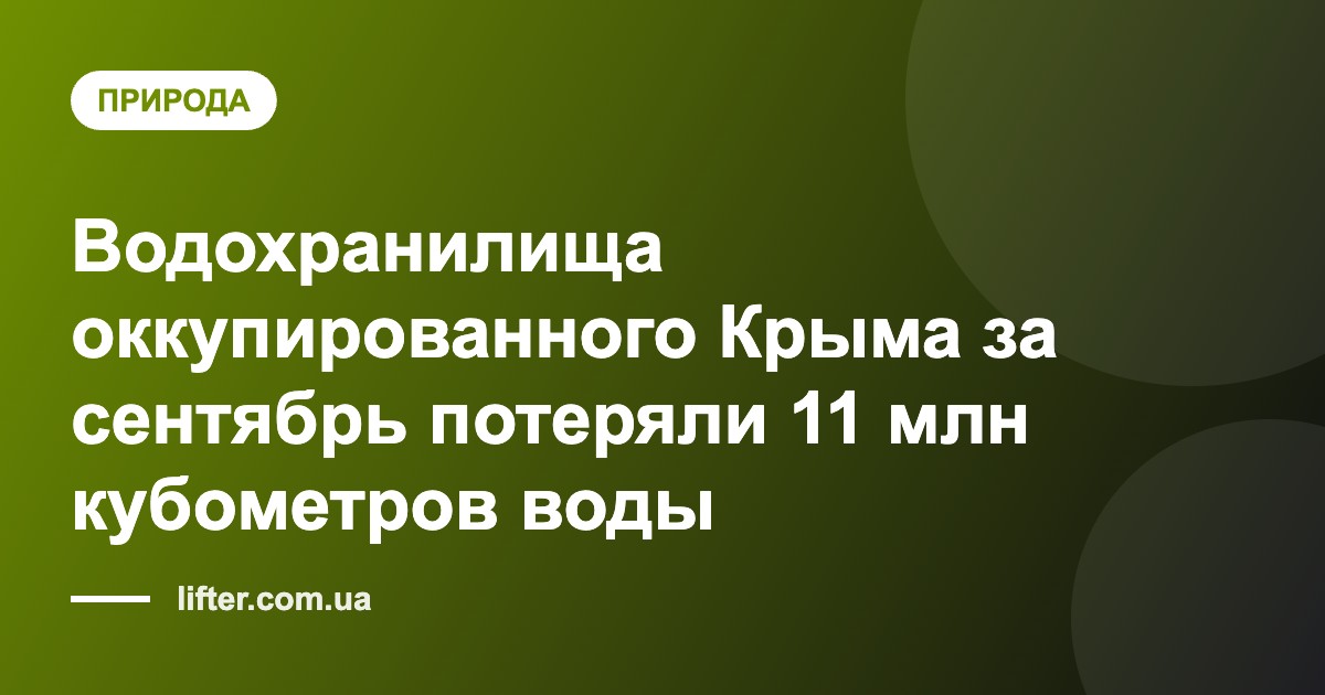 Водохранилища оккупированного Крыма за сентябрь потеряли 11 млн кубометров воды